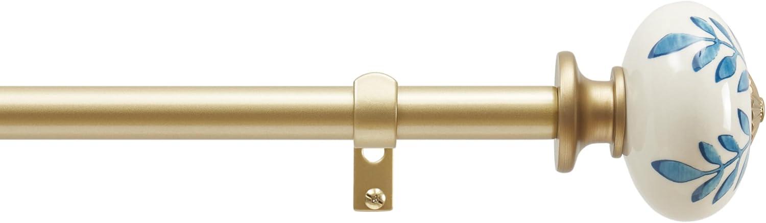 image:imageMartha Stewart Roseland Curtain Rod Set for Windows 36 66 34 inch Brushed Brass Blue White Finials