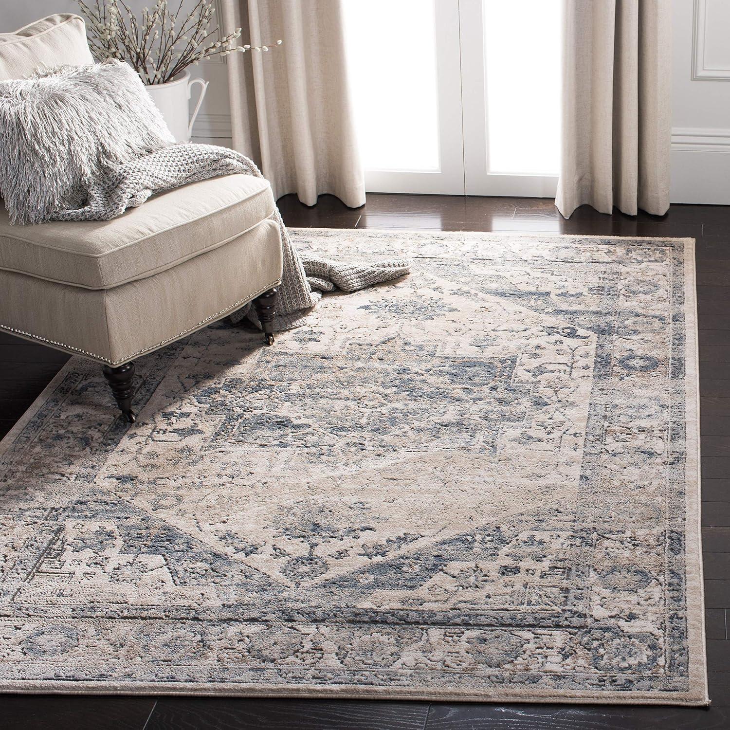 image:imageMartha Stewart x SAFAVIEH Area Rug Collection 8 x 10 Ivory amp Blue NonShedding amp Easy Cleaning Ideal for Living Room Bedroom Office Dining Space MSR868AIvoryBlue