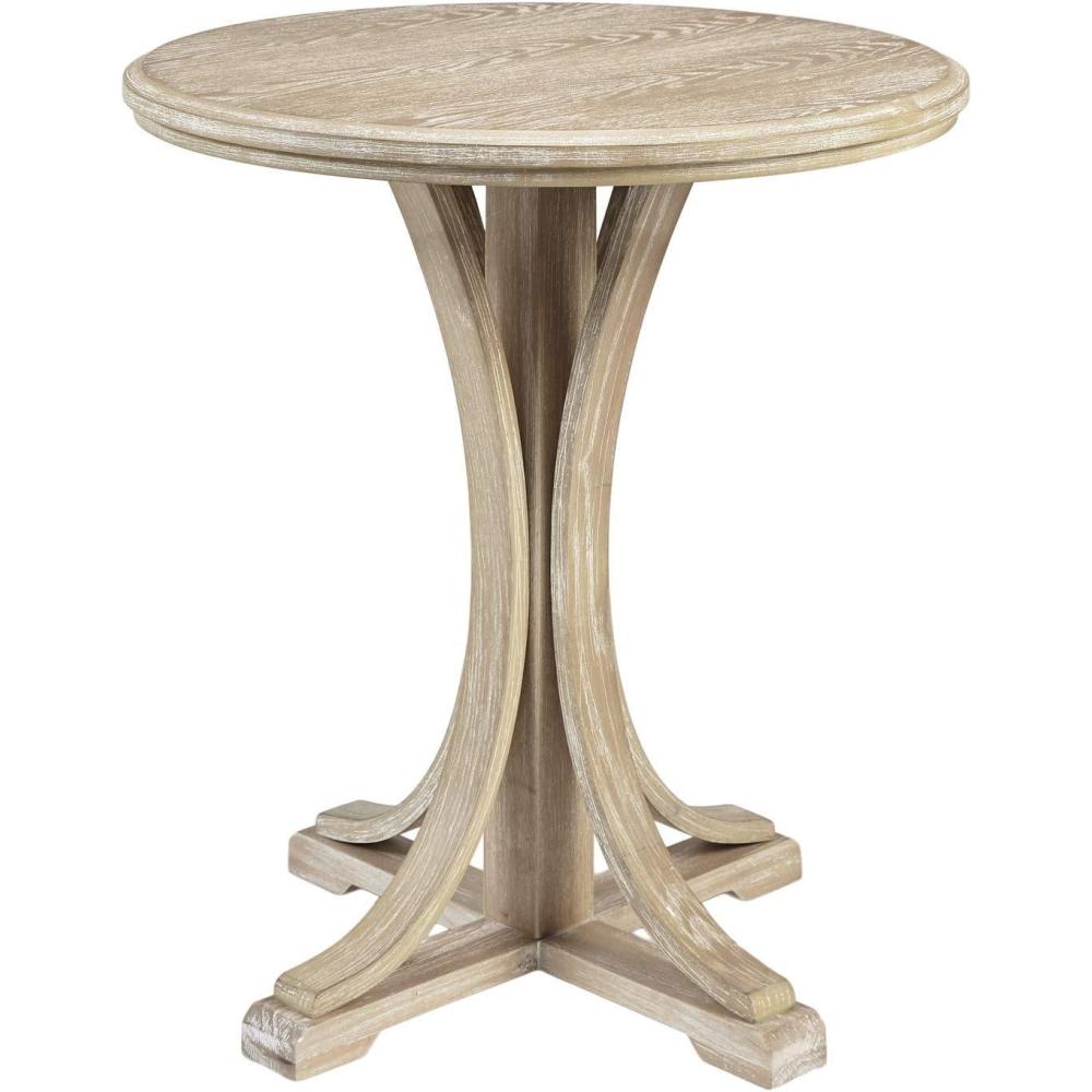 image:imageMartha Stewart Fatima Accent Tables Modern MidCentury Rustic Pedestal Design Round Tabletop Living Room Furniture Occasional Piece Dia 21 X 24 Wheat