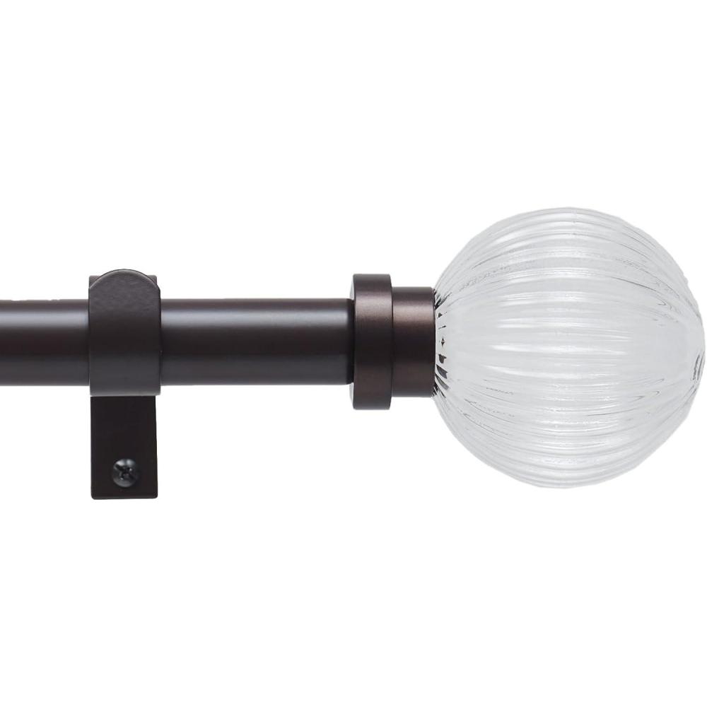 image:imageMartha Stewart Freeport Curtain Rod for Windows 66 to 120 inches Adjustable Length 1 inch Diameter Metal Curtain Rod with Round Finials 66 120 BronzeBronze
