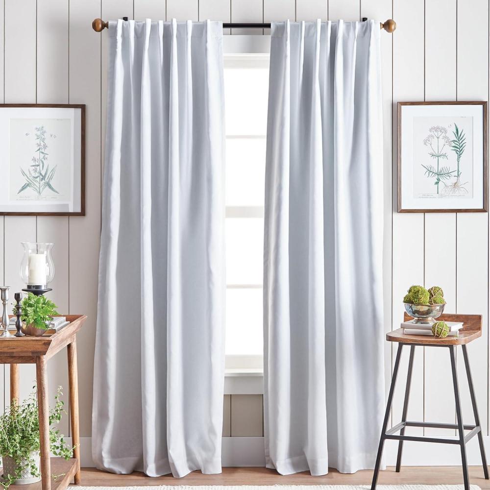 image:imageMartha Stewart Lido Linen Blackout Foam Lined Rod PocketBack Tab Window Curtain Panel Pair 84 WhiteWhite