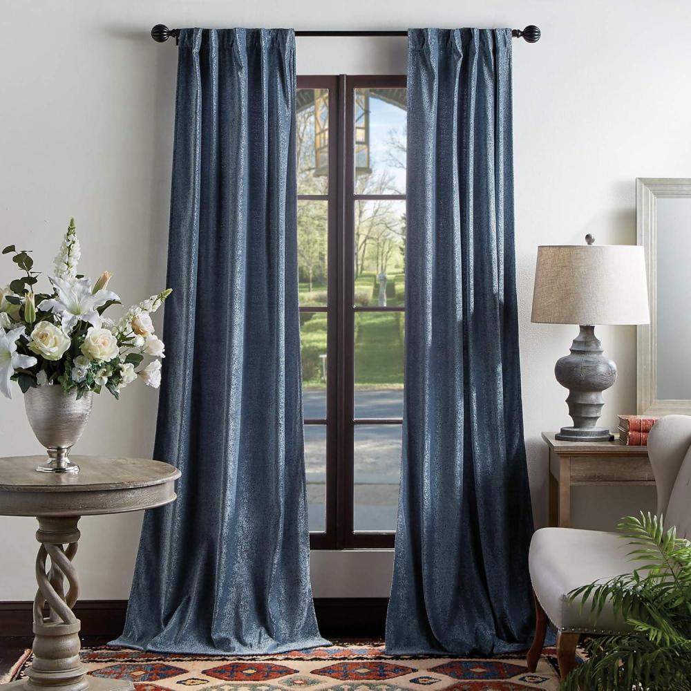 image:imageMartha Stewart Naples Chenille Solid Back Tab Window Curtain Panel Pair 95 Olive GreenNavy