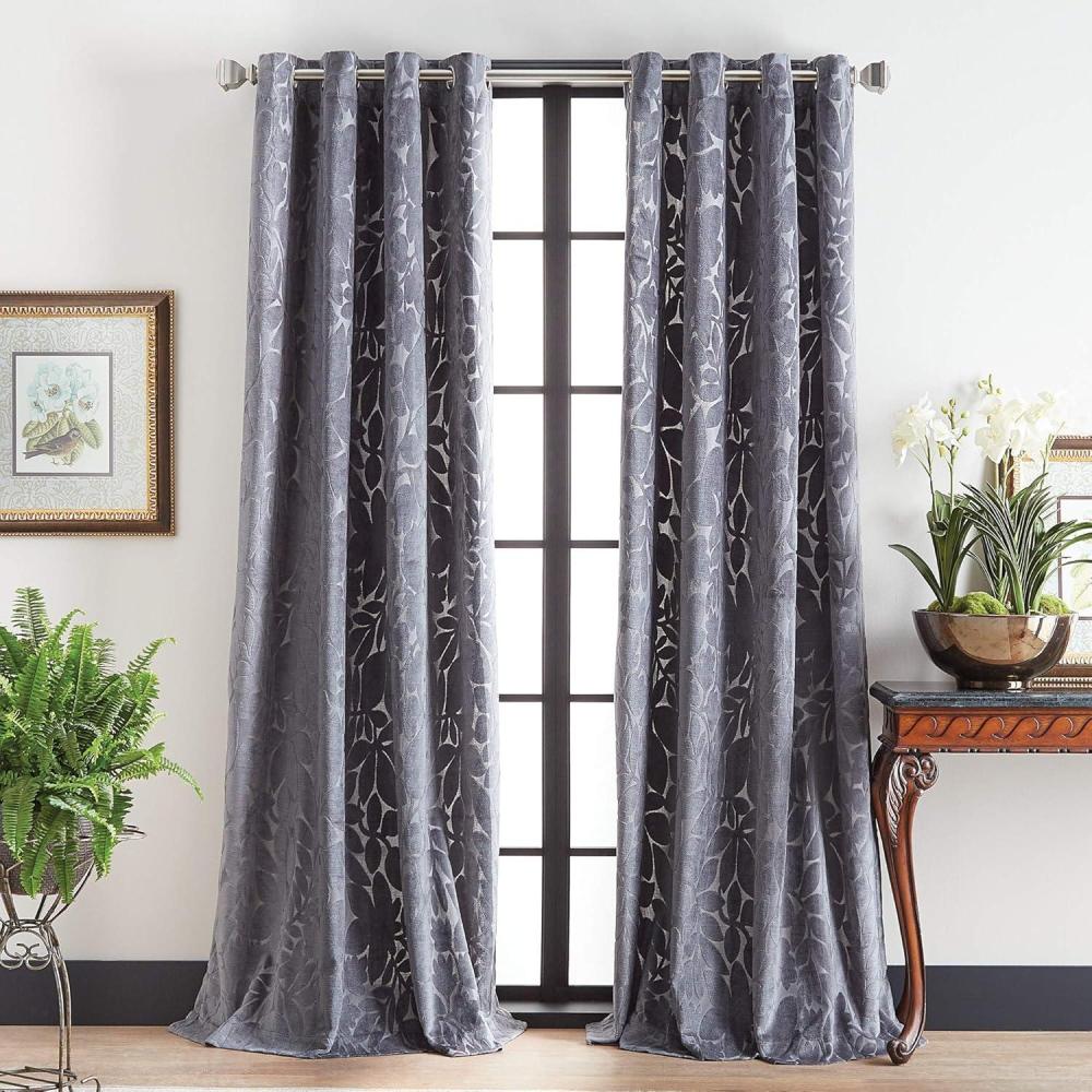 image:imageMartha Stewart Sherwood Velvet Grommet Window Curtain Panel Pair 84 TealGrey