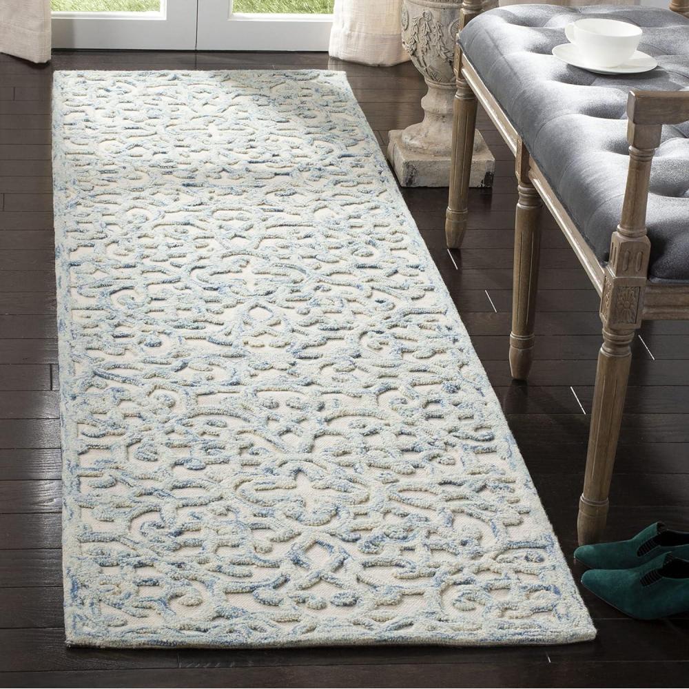 image:imageMartha Stewart x SAFAVIEH Area Rug Collection  8 x 10 Blue amp Ivory Handmade Wool Ideal for Living Room Bedroom Office Dining Space MSR3513BBlueIvory