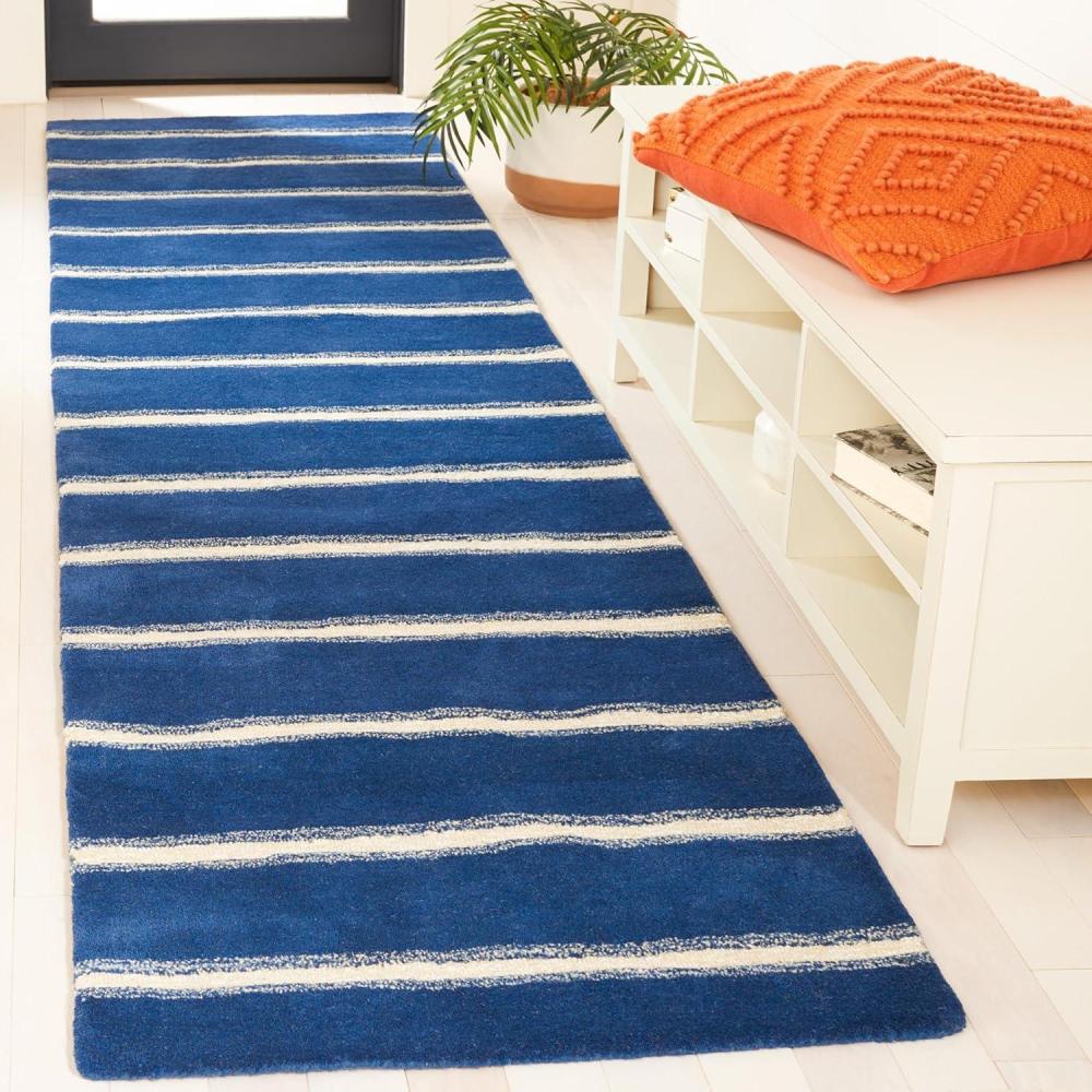 image:imageMartha Stewart x SAFAVIEH Area Rug Collection  8 x 10 Buckwheat Flour Beige Handmade Wool amp Viscose Ideal for Living Room Bedroom Office Dining Space MSR3617AWrought IronNavy