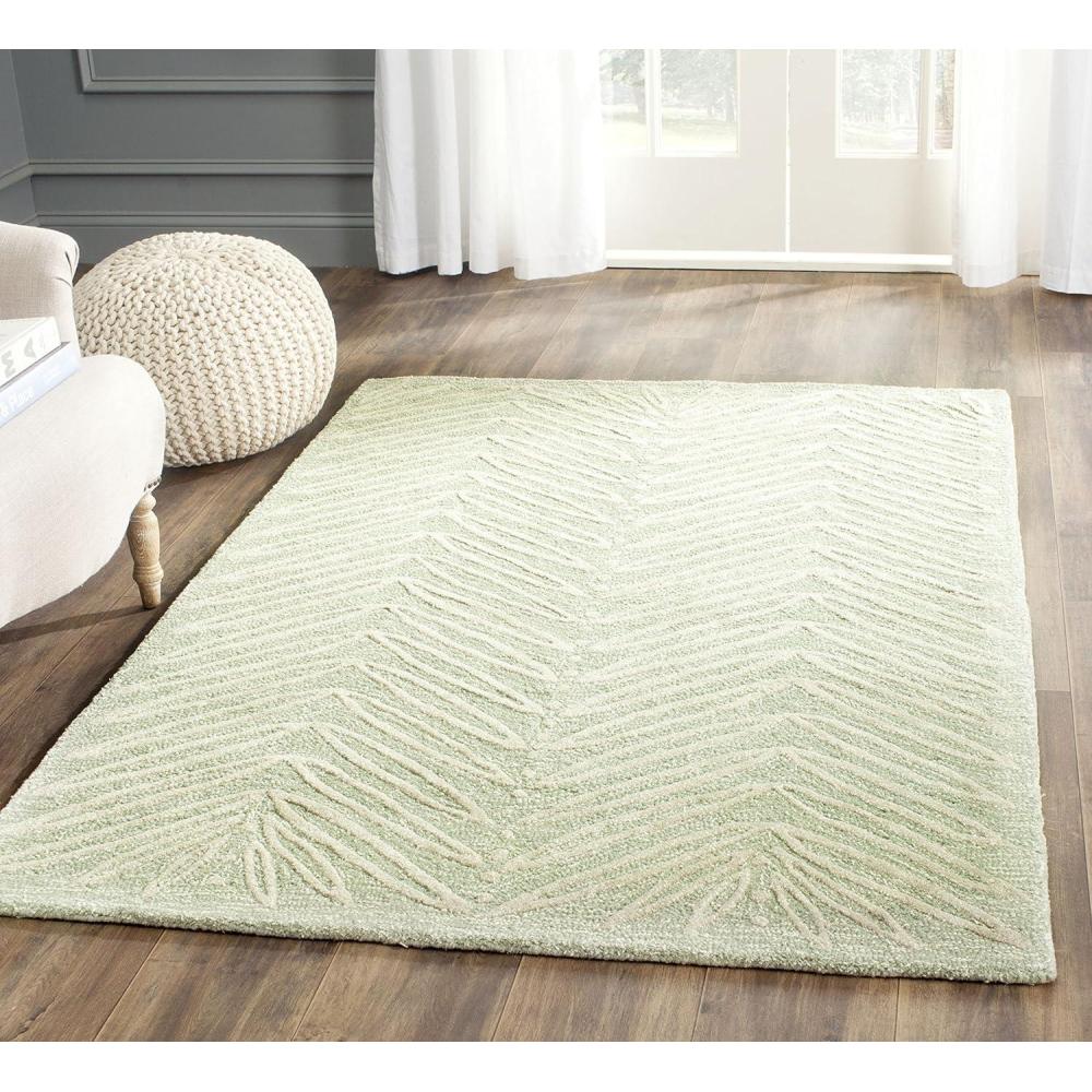image:imageMartha Stewart x SAFAVIEH Area Rug Collection  8 x 10 Chamois Beige Handmade Wool amp Viscose Ideal for Living Room Bedroom Office Dining Space MSR3612AMilk Pail Green