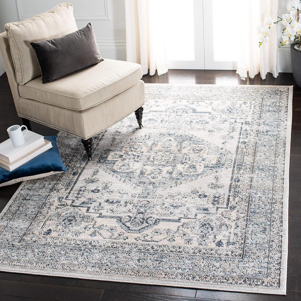 image:imageMartha Stewart x SAFAVIEH Area Rug Collection  8 x 10 Light Blue amp Ivory NonShedding amp Easy Cleaning Ideal for Living Room Bedroom Office Dining Space MSR877MLight Blue  Ivory