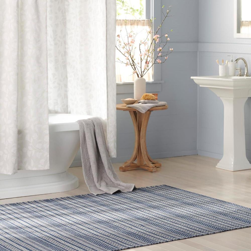image:imageMartha Stewart x SAFAVIEH Area Rug Collection 8 x 10 Taupe amp Beige Cotton Ideal for Living Room Bedroom Office Dining Space MSR412ENavyLight Grey