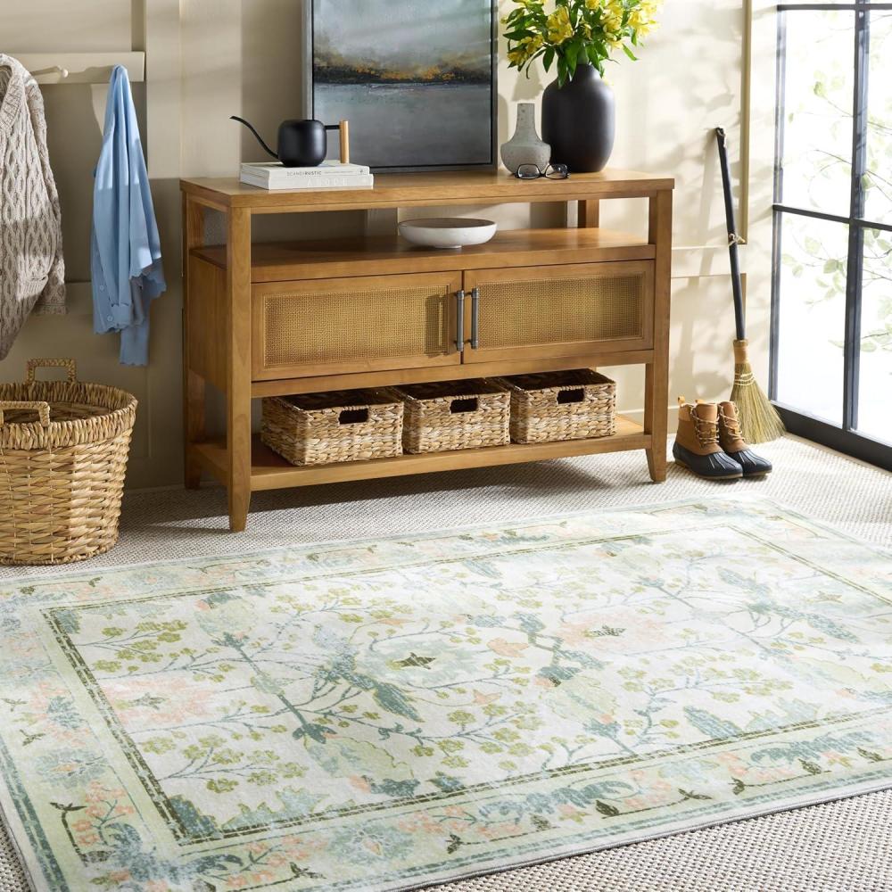 image:imageMartha Stewart x SAFAVIEH Machine Washable Area Rug Collection  5 x 8 Beige amp Green Slip Resistant amp Easy Cleaning Ideal for Ideal for Living Room Bedroom Dining Space MSRW181B