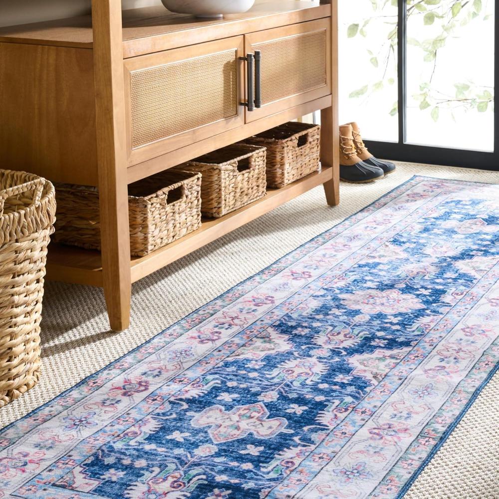 image:imageMartha Stewart x SAFAVIEH Machine Washable Area Rug Collection  5 x 8 Navy amp Beige Slip Resistant amp Easy Cleaning Ideal for Ideal for Living Room Bedroom Dining Space MSRW196NNavyBeige