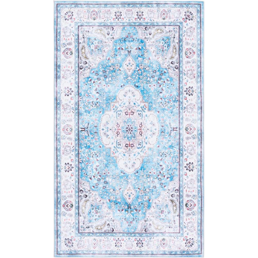 image:imageMartha Stewart x SAFAVIEH Machine Washable Area Rug Collection  5 x 8 Turquoise amp Beige Slip Resistant amp Easy Cleaning Ideal for Ideal for Living Room Bedroom Dining Space MSRW136KTurquoiseBeige