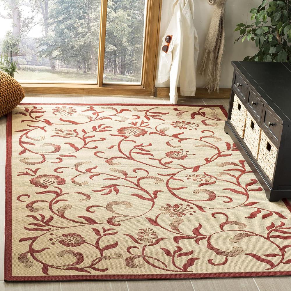 image:imageMartha Stewart x SAFAVIEH Outdoor Area Rug Collection 8 x 112 Cream amp Brown Weather Resistant amp Washable Ideal for Patio Backyard Mudroom Deck Dining Space MSR425112CremeRed