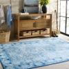 Martha Stewart x SAFAVIEH Machine Washable Area Rug Collection – 5′ x 8′, Blue & Beige, Slip Resistant & Easy Cleaning, Ideal for Ideal for Living Room, Bedroom, Dining Space (MSRW194L)(Blue/Beige)
