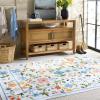Martha Stewart x SAFAVIEH Machine Washable Area Rug Collection – 5′ x 8′, Light Blue & Rust, Slip Resistant & Easy Cleaning, Ideal for Ideal for Living Room, Bedroom, Dining Space (MSRW190K)(Light Blue/Rust)