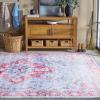Martha Stewart x SAFAVIEH Machine Washable Area Rug Collection – 5′ x 8′, Red & Blue, Slip Resistant & Easy Cleaning, Ideal for Ideal for Living Room, Bedroom, Dining Space (MSRW148M)(Red/Blue)