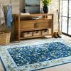 Martha Stewart x SAFAVIEH Machine Washable Area Rug Collection – 5′ x 8′, Rust & Gold, Slip Resistant & Easy Cleaning, Ideal for Ideal for Living Room, Bedroom, Dining Space (MSRW195Q)(Dark Blue/Light Blue)