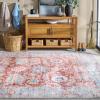 Martha Stewart x SAFAVIEH Machine Washable Area Rug Collection – 5′ x 8′, Turquoise & Rust, Slip Resistant & Easy Cleaning, Ideal for Ideal for Living Room, Bedroom, Dining Space (MSRW108K)(Turquoise/Rust)