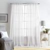 Martha Stewart Delicate Stripe Sheer Rod Pocket Window Curtain Panel Pair for Living Room, 95″, Indigo(White)