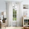Martha Stewart Laguna Stripe Semi-Sheer Tie Tab Window Curtain Panel Pair, 84″, Blue(Grey)