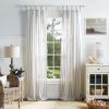 Martha Stewart Laguna Stripe Semi-Sheer Tie Tab Window Curtain Panel Pair, 84″, Blue(Navy)