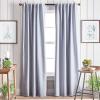 Martha Stewart Lido Linen Blackout Foam Lined Rod Pocket/Back Tab Window Curtain Panel Pair, 84″, White(Grey)