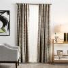 Martha Stewart Monroe Metallic Velvet Back Tab Window Curtain Panel Pair, 84″, Blush(Grey)
