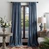 Martha Stewart Naples Chenille Solid Back Tab Window Curtain Panel Pair, 95, Olive Green(Navy)