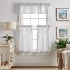 Martha Stewart Ticking Stripe 3-Piece Window Curtain Valance and Tiers Set, White Grey(White Indigo)