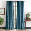 Martha Stewart Velvet Curtains Room Darkening Wave Embossed Rod Pocket/Back Tab Window Curtain Panel Pair, 84″, Olive Green(Blue)