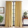Martha Stewart Velvet Curtains Room Darkening Wave Embossed Rod Pocket/Back Tab Window Curtain Panel Pair, 84″, Olive Green(Gold)