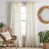 Martha Stewart Water’s Edge Tufted Rod Pocket/Back Tab Window Curtain Panel Pair, 84″, White(White)