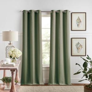 Martha Stewart Beige Room Darkening Curtains Textured Lined Grommet Window Curtain Panel Pair, Sutter, Set of 2, 95″, Sand(Olive)
