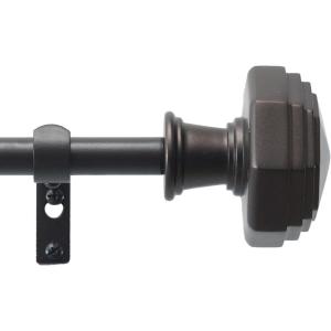 Martha Stewart Chatsworth Curtain Rod for Windows 36 to 66 inches, Adjustable Length .75 inch Diameter Metal Curtain Rod with Round Finials, 36” – 66”, Matte Nickel(Bronze)