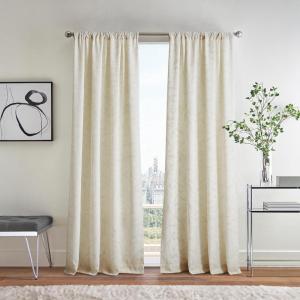 Martha Stewart Cream Beige Light Filtering Window Curtains for Living Room – Metallic Leaf Design – 50″ x 95″ – Set of 2 – Gold Linen(Multi Color)
