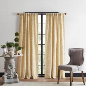 Martha Stewart Elegant Curtains Light Filtering Vineyard Leaf Print Rod Pocket/Back Tab Window Curtain Panel Pair, 84″, Gold(Gold)