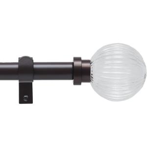Martha Stewart Freeport Curtain Rod for Windows 66 to 120 inches, Adjustable Length 1 inch Diameter Metal Curtain Rod with Round Finials, 66” – 120”, Bronze(Bronze)