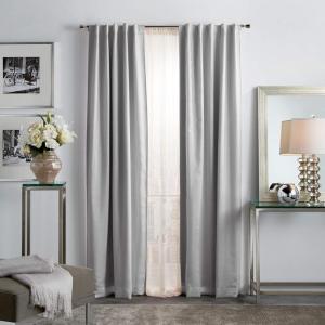 Martha Stewart Park Avenue Metallic Blackout Back Tab Window Curtain Panel Pair, 84″, Blush(Silver)
