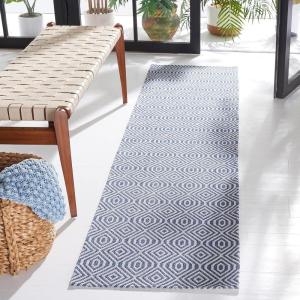 Martha Stewart x SAFAVIEH Area Rug Collection – 8′ x 10′, Blue & Grey, Flat Weave Cotton, Ideal for Living Room, Bedroom, Office, Dining Space (MSR401M)(Blue/Grey)