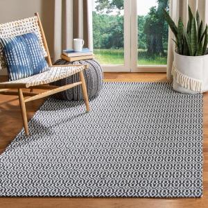 Martha Stewart x SAFAVIEH Area Rug Collection – 8′ x 10′, Charcoal & Grey, Cotton, Ideal for Living Room, Bedroom, Office, Dining Space (MSR411H)(Charcoal/Grey)