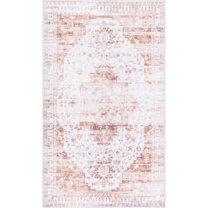 Martha Stewart x SAFAVIEH Machine Washable Area Rug Collection – 5′ x 8′, Beige & Gold, Slip Resistant & Easy Cleaning, Ideal for Ideal for Living Room, Bedroom, Dining Space (MSRW127B)(Beige/Gold)