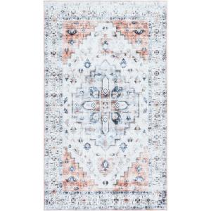 Martha Stewart x SAFAVIEH Machine Washable Area Rug Collection – 5′ x 8′, Sage & Light Rust, Slip Resistant & Easy Cleaning, Ideal for Ideal for Living Room, Bedroom, Dining Space (MSRW109W)(Sage/Light Rust)