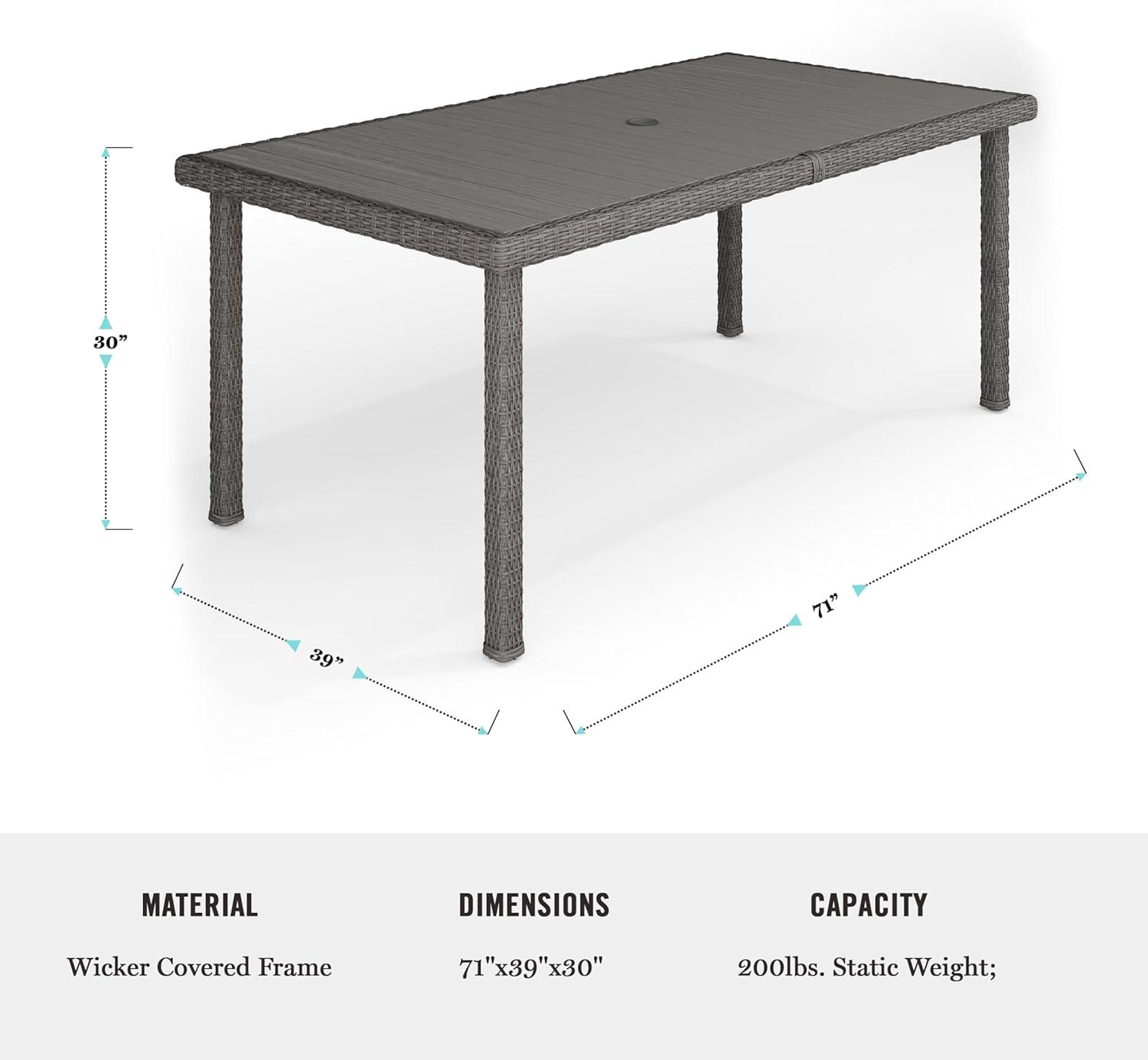 image:imageMartha Stewart Bedford 9Piece IndoorOutdoor Dining Set with 6 Stackable Chairs and 71 Patio Table with Faux Wood Top and Rattan Wicker Finish in Gray