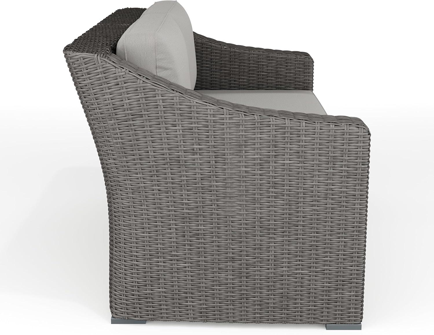 image:imageMartha Stewart Bedford IndoorOutdoor Modular Patio Sofa for 3 with Rattan Wicker Finish in Gray with Gray AllWeather Cushions