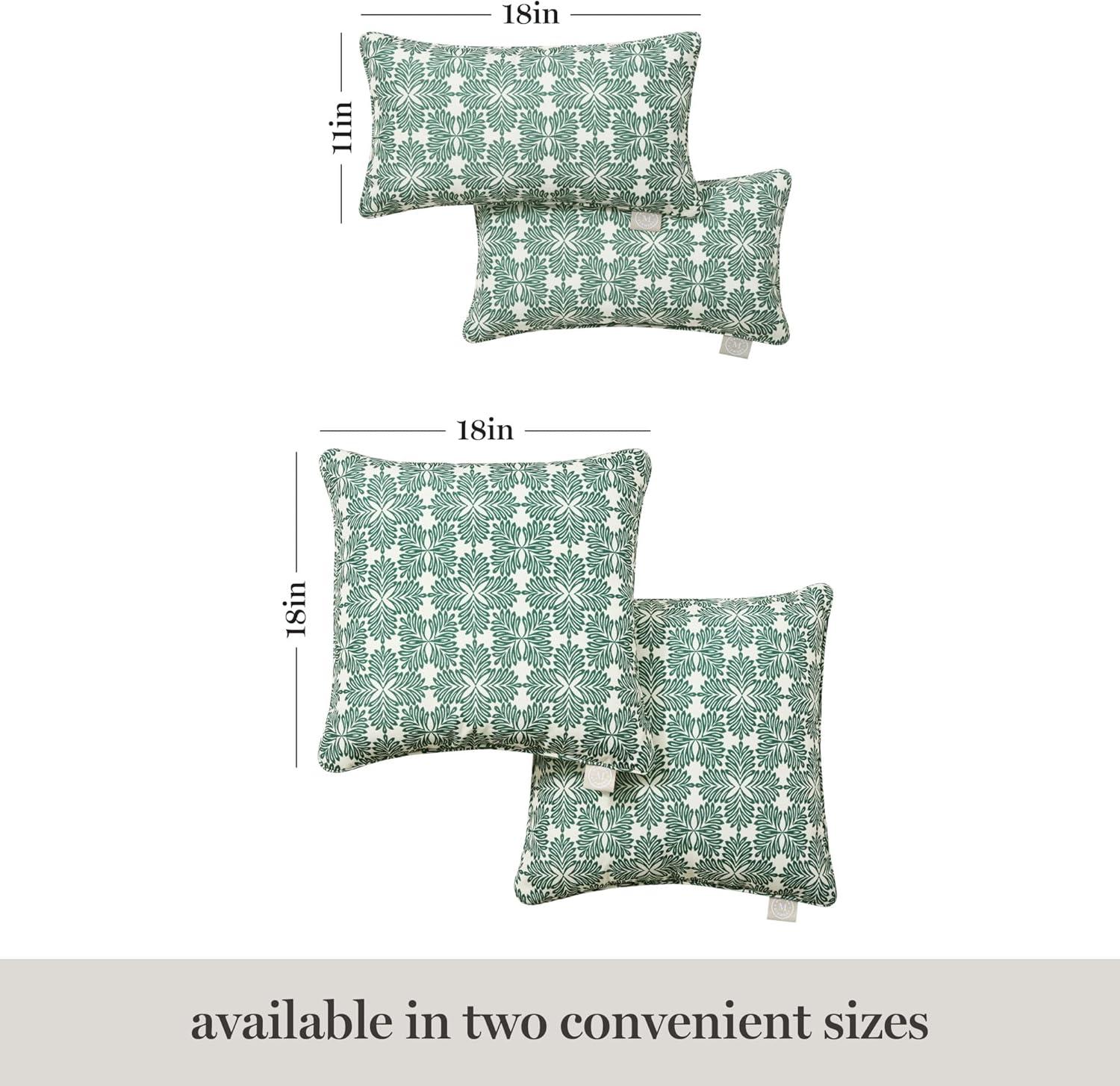 image:imageMartha Stewart Tulum Indoor Outdoor Decorative Lumbar Pillow 2Pack Set UV Fade Resistant Water Repellent Printed Modern Design Taupe 11x18Green