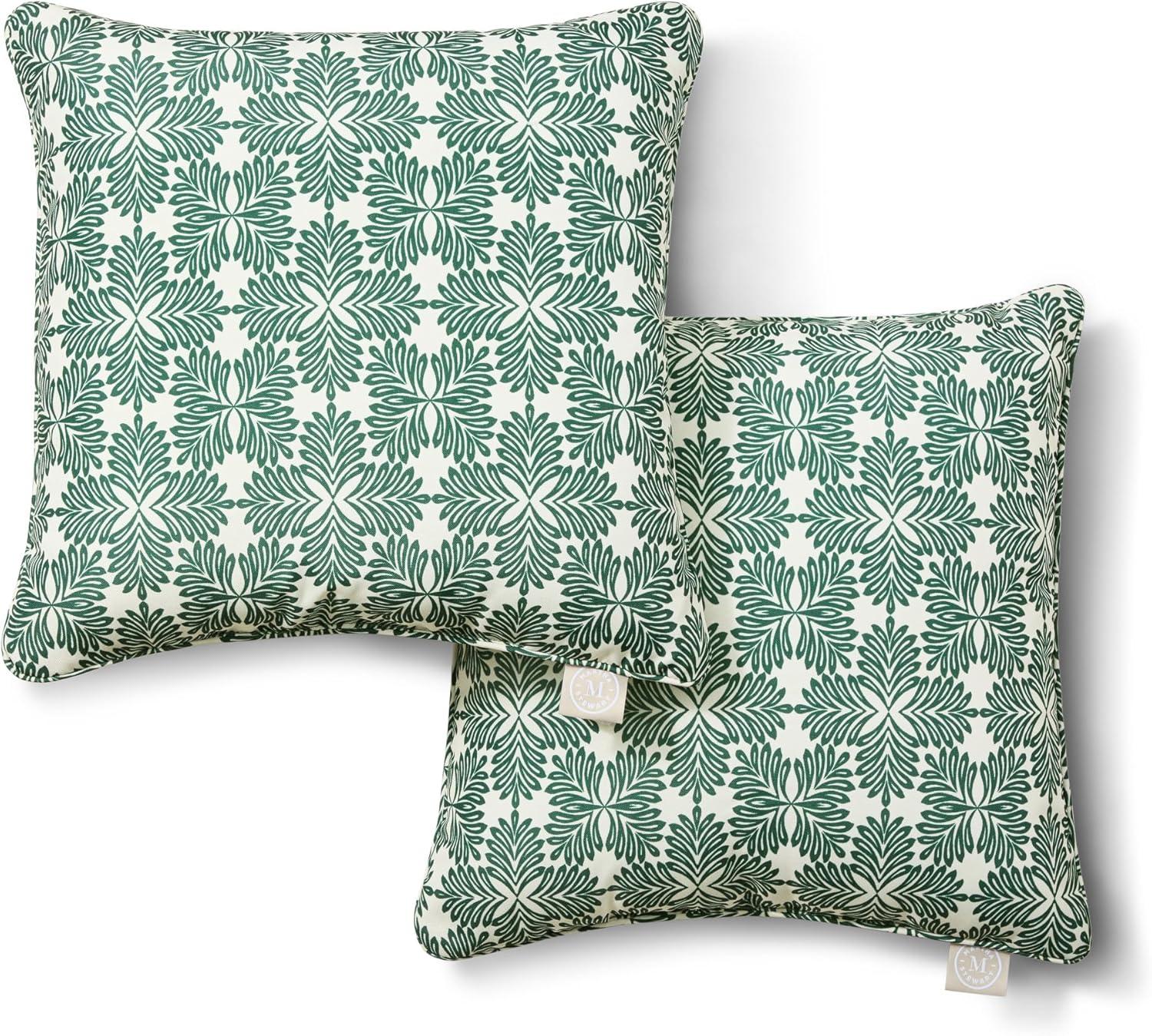 image:imageMartha Stewart Tulum Indoor Outdoor Decorative Lumbar Pillow 2Pack Set UV Fade Resistant Water Repellent Printed Modern Design Taupe 11x18Green