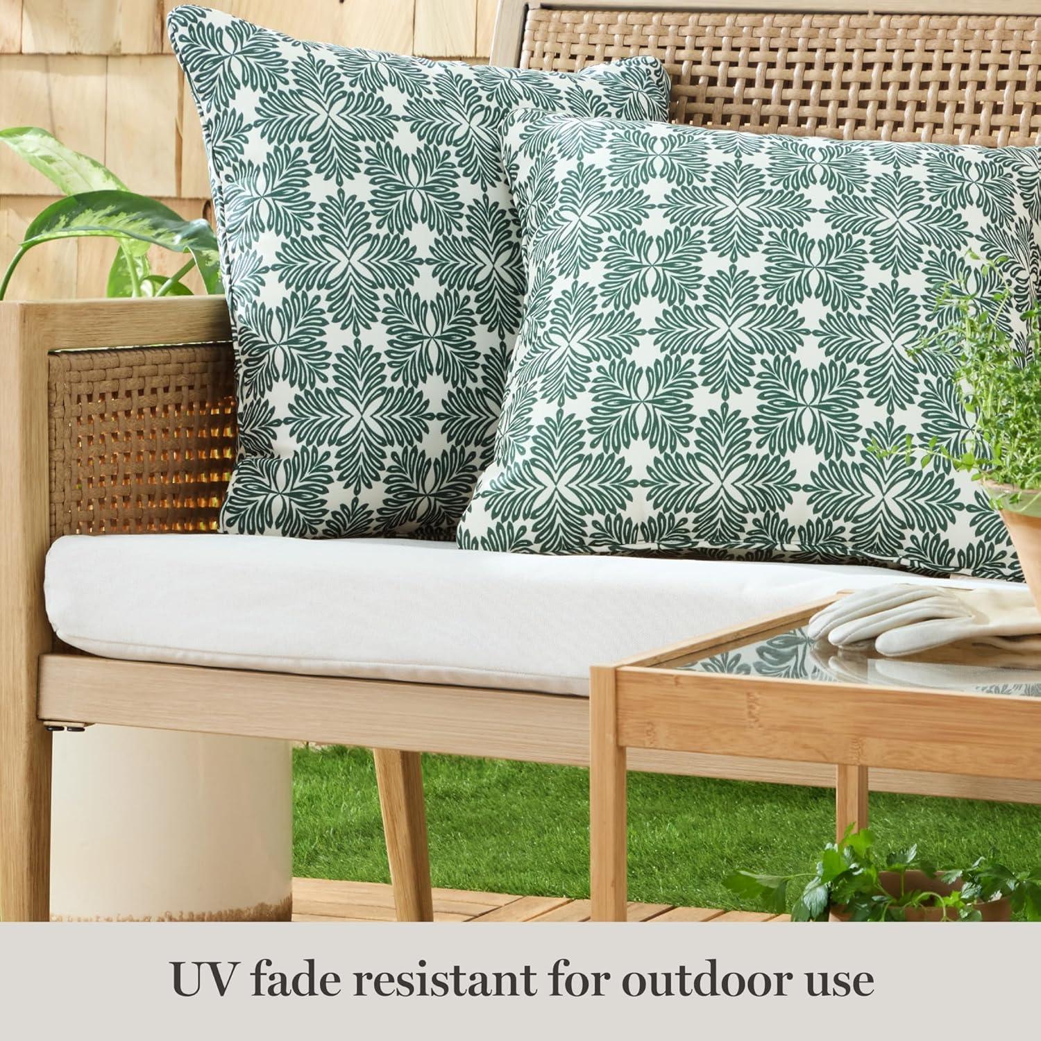 image:imageMartha Stewart Tulum Indoor Outdoor Decorative Lumbar Pillow 2Pack Set UV Fade Resistant Water Repellent Printed Modern Design Taupe 11x18Green