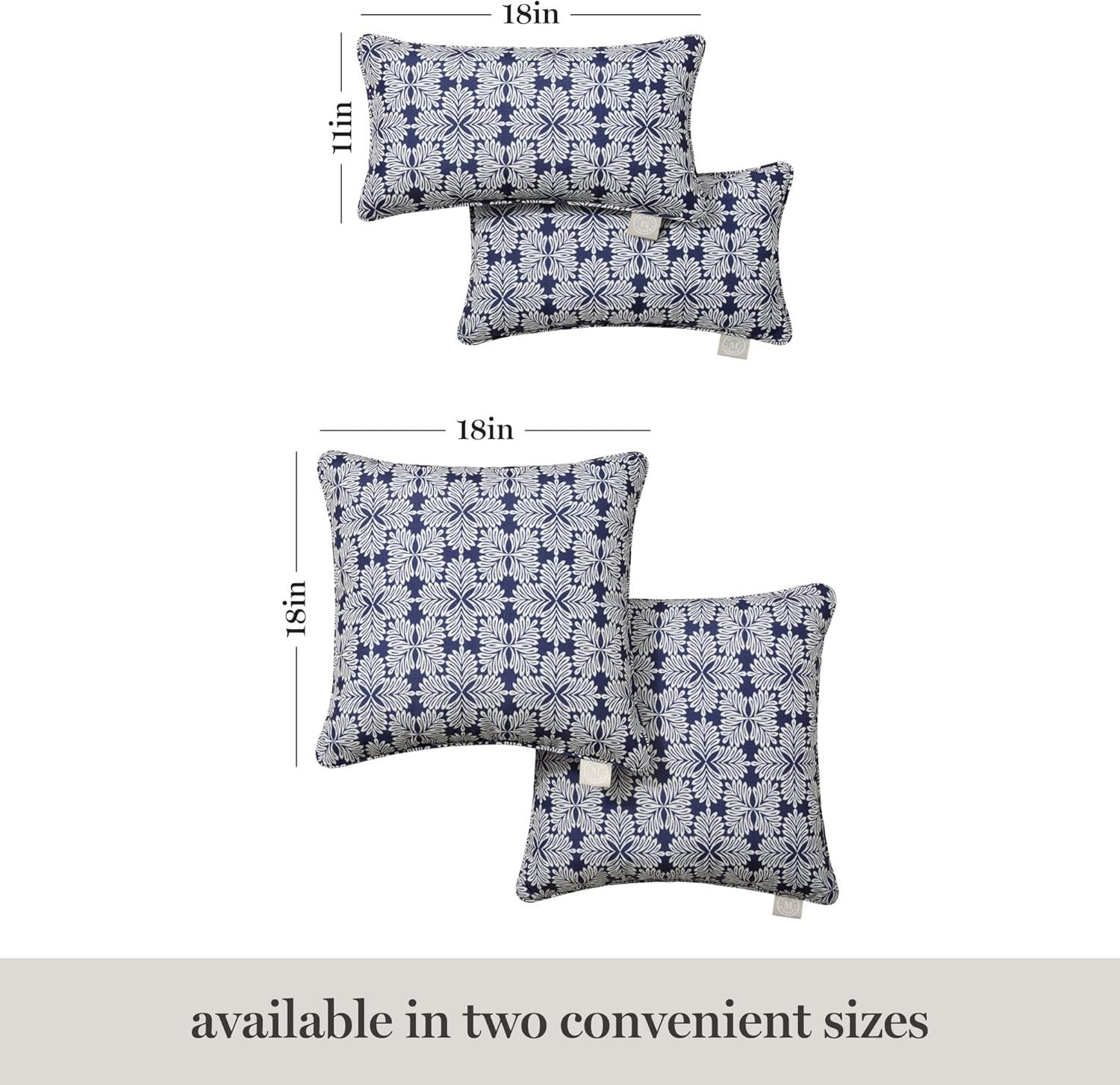 image:imageMartha Stewart Tulum Indoor Outdoor Decorative Lumbar Pillow 2Pack Set UV Fade Resistant Water Repellent Printed Modern Design Taupe 11x18Navy Blue