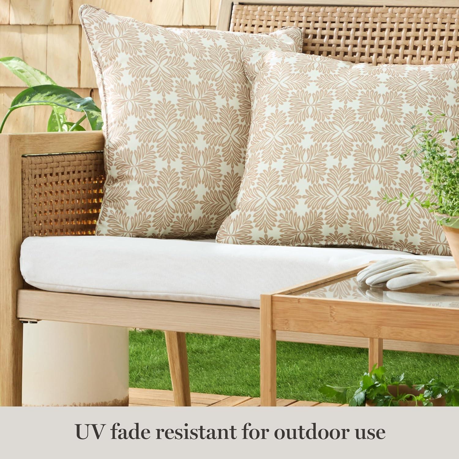 image:imageMartha Stewart Tulum Indoor Outdoor Decorative Lumbar Pillow 2Pack Set UV Fade Resistant Water Repellent Printed Modern Design Taupe 11x18Taupe