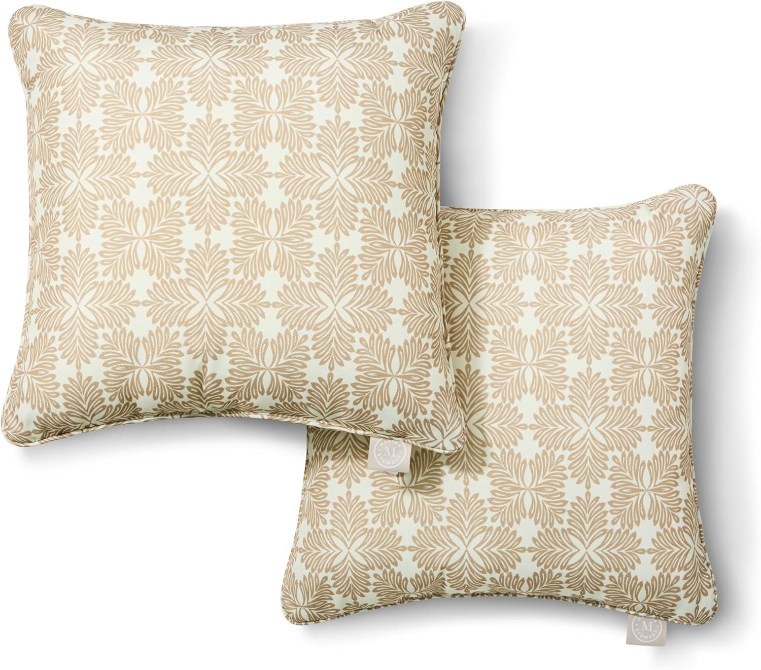 image:imageMartha Stewart Tulum Indoor Outdoor Decorative Lumbar Pillow 2Pack Set UV Fade Resistant Water Repellent Printed Modern Design Taupe 11x18Taupe