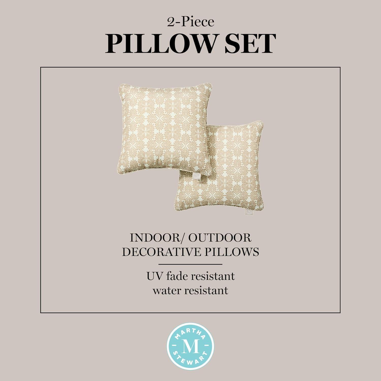image:imageMartha Stewart Tulum Indoor Outdoor Decorative Lumbar Pillow 2Pack Set UV Fade Resistant Water Repellent Printed Modern Design Taupe 11x18Taupe